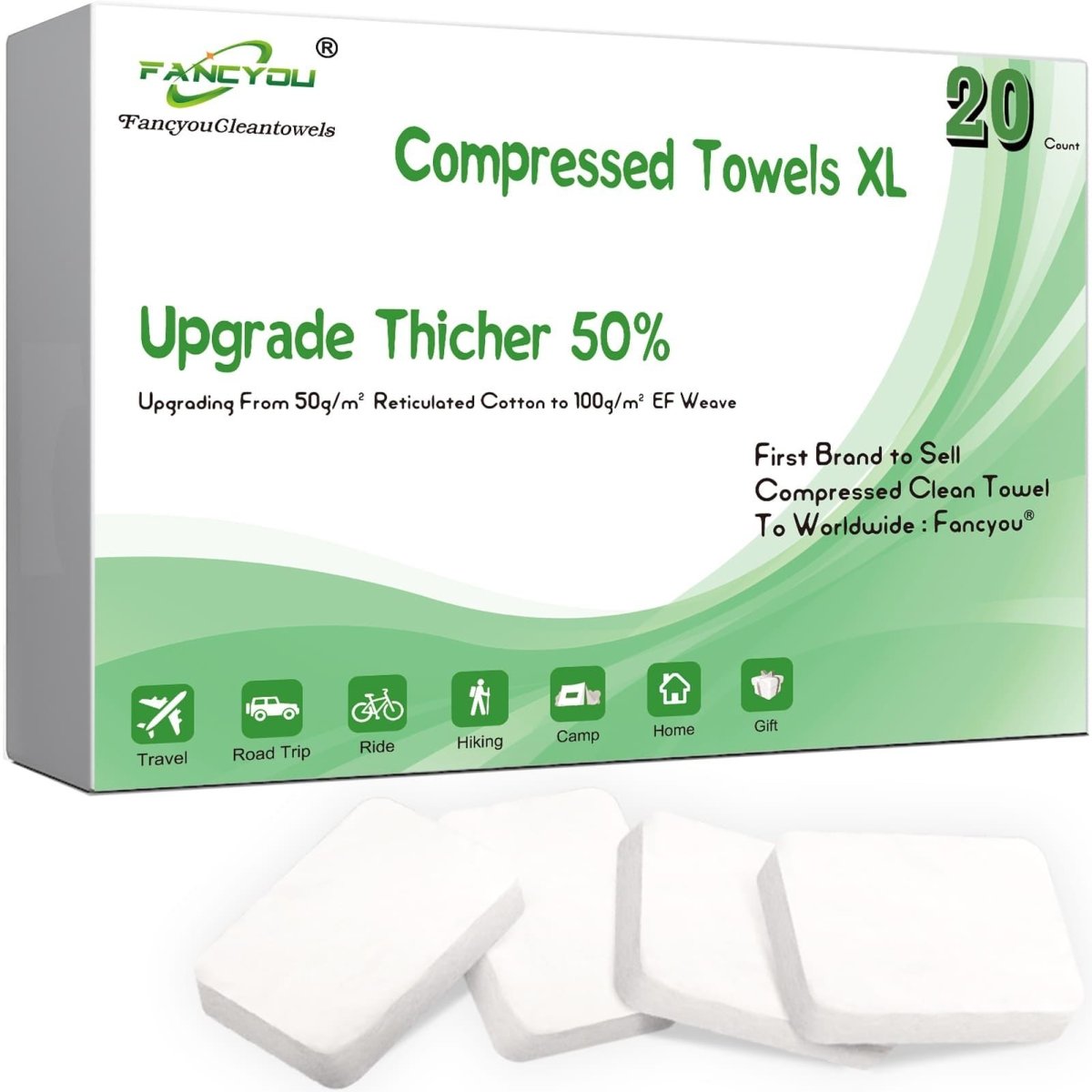 Large Compressed Towels - 100% Plant Fiber - Thicker and Gentler - Fancyou