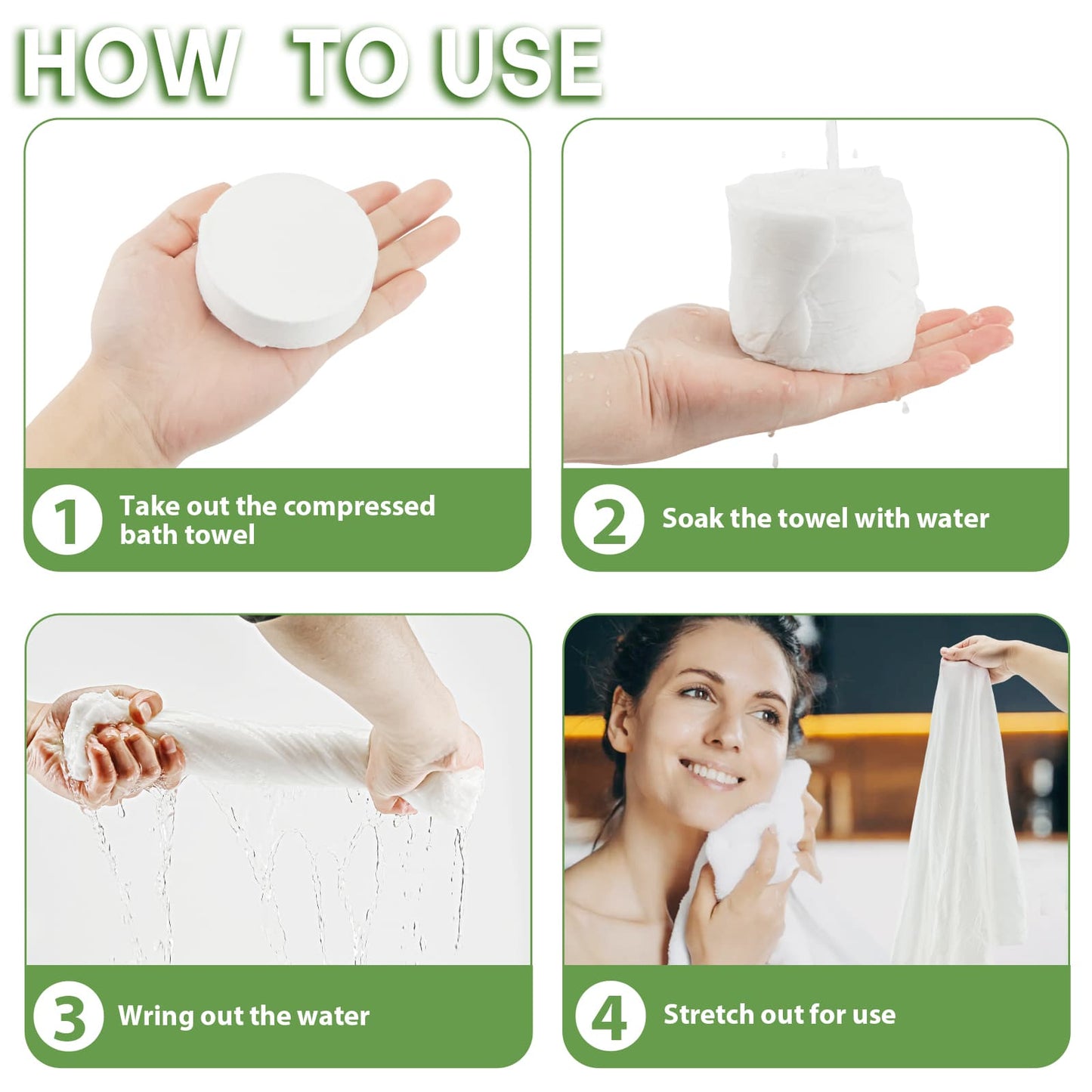 Compressed Bath Towels - 55 x 27.5 inch