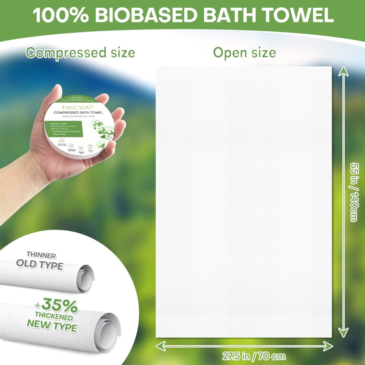 Compressed Bath Towels - 55 x 27.5 inch - Fancyou